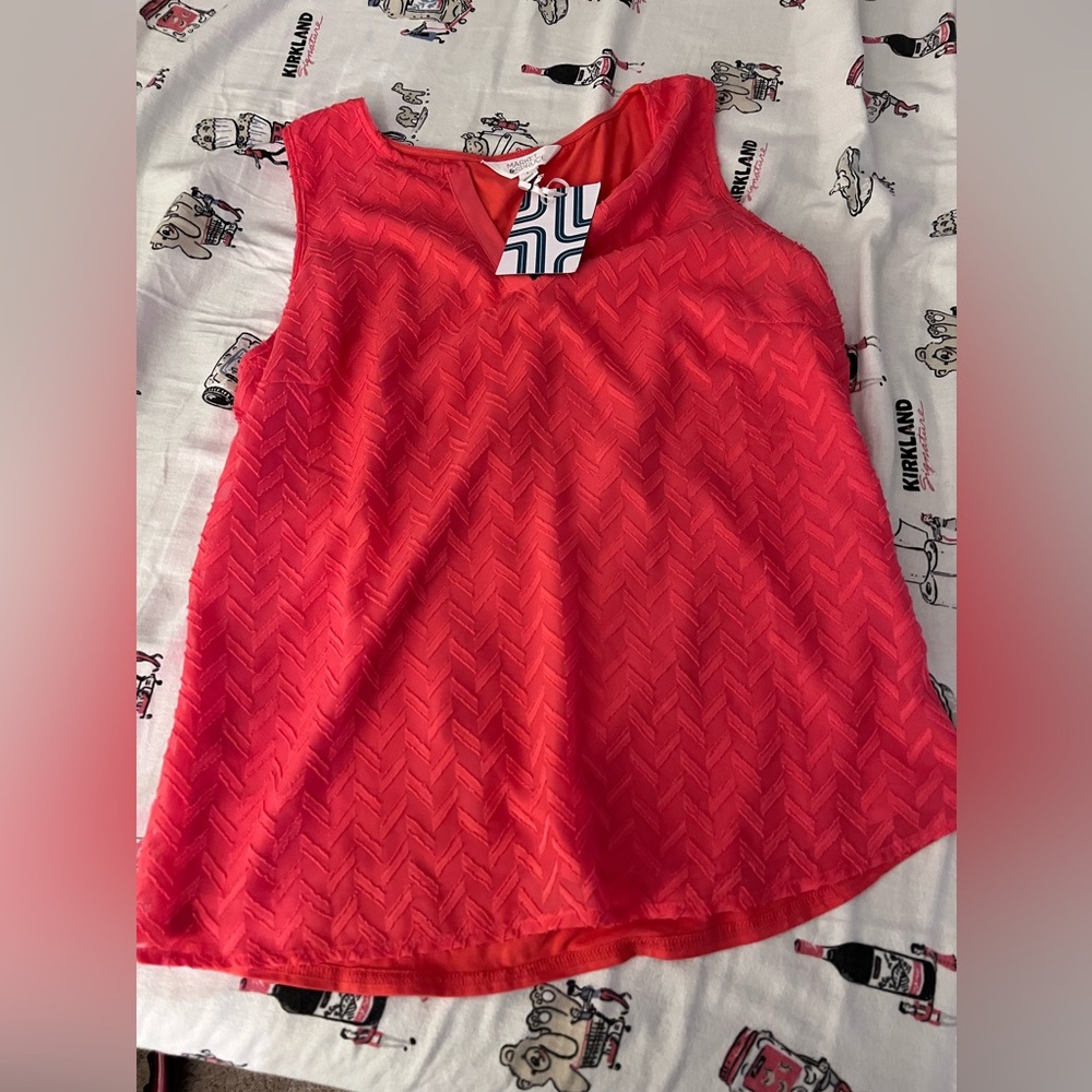Vibrant Coral Sleeveless Top